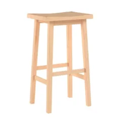 PJ Wood Classic Saddle-Seat 29" Tall Kitchen Counter Stool For Homes, Dining Spaces, And Bars W/Backless Seat, 4 Square Legs, Natural (3 Pack) -Furniture Haven Shop GUEST c15cde30 b8c2 4b84 bc7b 298d22dd628c
