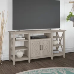 Key West Tall TV Stand For TVs Up To 70" Washed Gray - Bush Furniture
