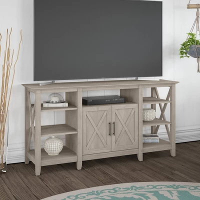 Key West Tall TV Stand For TVs Up To 70" Washed Gray - Bush Furniture 1 Key West Tall TV Stand For TVs Up To 70" Washed Gray - Bush Furniture