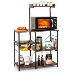 Costway 4-Tier Vintage Kitchen Baker's Rack Utility Microwave Stand W/ Basket & 5 Hooks 25 Costway 4-Tier Vintage Kitchen Baker's Rack Utility Microwave Stand W/ Basket & 5 Hooks -Furniture Haven Shop GUEST c22f3dd9 3743 4b31 b5ff 30a9ffbae158