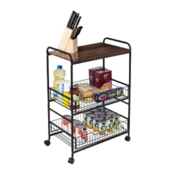 Honey-Can-Do 3 Tier Kitchen Cart With Pull-Out Baskets