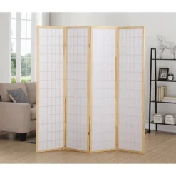 4 Panel Room Divider Natural - Ore International -Furniture Haven Shop GUEST c3782cde 9166 458e a28d 72384f420c8a