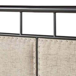 Queen Rathbone Nailhead Trim Upholstered Metal Bed Black/Oatmeal - Inspire Q -Furniture Haven Shop GUEST c3badeef 430f 4901 b0b8 57e75c50d0bc
