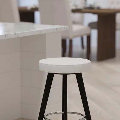 Merrick Lane Contemporary Counter Stool With Retro 4-Point Wood Legs And Metal Footrest 4 Merrick Lane Contemporary Counter Stool With Retro 4-Point Wood Legs And Metal Footrest - Image 4