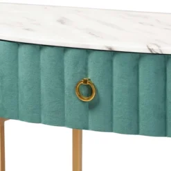 1 Drawer Beale Velvet Upholstered And Brushed Console Table Green/Gold - Baxton Studio 12 1 Drawer Beale Velvet Upholstered And Brushed Console Table Green/Gold - Baxton Studio -Furniture Haven Shop GUEST c48a2fad ca55 4d81 945d b8e7beefa521
