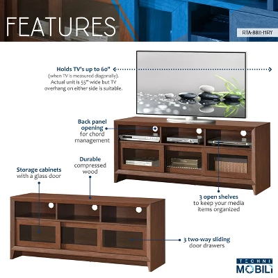 Modern TV Stand For TVs Up To 60" With Storage Brown - Techni Mobili 4 Modern TV Stand For TVs Up To 60" With Storage Brown - Techni Mobili - Image 4