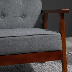 HOMCOM Modern Upholstered 2-Seat Loveseat Sofa With Linen-Touch Fabric And Rubberwood Legs, Gray -Furniture Haven Shop GUEST c4a8cd15 5c79 444a 9106 fa35c5b7a94b