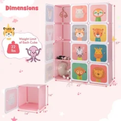 Costway 12-Cube Kids Wardrobe Baby Dresser Bedroom Armoire Clothes Hanging Closet With Door Blue/Pink 13 Costway 12-Cube Kids Wardrobe Baby Dresser Bedroom Armoire Clothes Hanging Closet With Door Blue/Pink -Furniture Haven Shop GUEST c51f0da6 0b6a 4ba3 9fc5 d67e7729a82a
