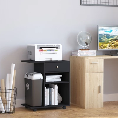 Vinsetto Mobile Printer Stand, Rolling File Cabinet Cart With Wheels, Adjustable Shelf, Drawer And CPU Stand 2 Vinsetto Mobile Printer Stand, Rolling File Cabinet Cart With Wheels, Adjustable Shelf, Drawer And CPU Stand - Image 2
