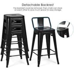 Tangkula Set Of 4 Metal Bar Stools 24" Industrial Chair Low Back Black 11 Tangkula Set Of 4 Metal Bar Stools 24" Industrial Chair Low Back Black -Furniture Haven Shop GUEST c68aea35 f6aa 4517 8b4a d62b27803ec2