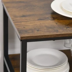 HOMCOM Industrial Wine Rack With 11-Bottles Holder, Free Standing Wine Shelf With Glass Holders For Home Bar, Kitchen, Rustic Brown -Furniture Haven Shop GUEST c6e46614 dca2 4ce6 967e 37fe66fcf6ac