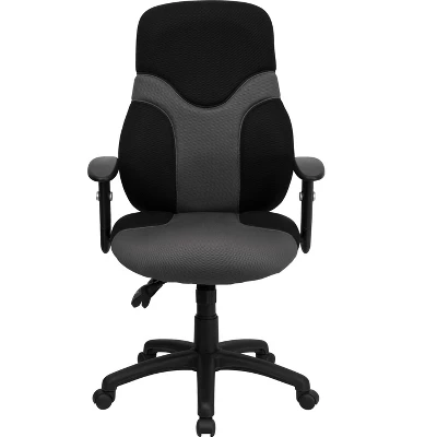Emma And Oliver High Back Ergonomic Black/Gray Mesh Swivel Task Office Chair W/ Adjustable Arms 8 Emma And Oliver High Back Ergonomic Black/Gray Mesh Swivel Task Office Chair W/ Adjustable Arms - Image 8