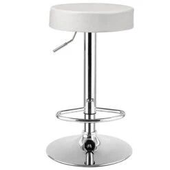 Costway 1 PC Round Bar Stool Adjustable Swivel Pub Chair U Leather With Footrest White Black Red 22 Costway 1 PC Round Bar Stool Adjustable Swivel Pub Chair U Leather With Footrest White Black Red -Furniture Haven Shop GUEST c99d1d2c a9a8 45ac 9d25 98325eb5566d