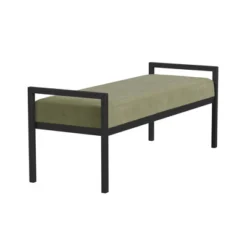 Modern Metal Bench Light Sage Green Velvet - HomePop -Furniture Haven Shop GUEST ca12edd8 1ec5 433b 8a1f b11dc646f652