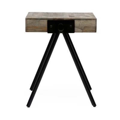 Gurley Handcrafted Modern Industrial Mango Wood Side Table Gray/Black - Christopher Knight Home 2 Gurley Handcrafted Modern Industrial Mango Wood Side Table Gray/Black - Christopher Knight Home - Image 2