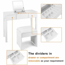 Costway White Vanity Dressing Table Furniture Stool Storage Box -Furniture Haven Shop GUEST cb4ff66f e58c 49cf bae8 0a189b456fdb