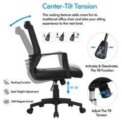 Yaheetech Adjustable Office Chair Midback Computer Chair With Lumbar Support -Furniture Haven Shop GUEST ccfcb88b 624e 4fdb ab76 58187dcbc4a0