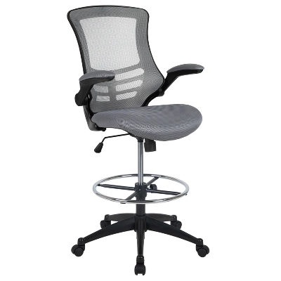 Emma And Oliver Mid-Back Mesh Ergonomic Drafting Chair With Foot Ring And Flip-Up Arms 12 Emma And Oliver Mid-Back Mesh Ergonomic Drafting Chair With Foot Ring And Flip-Up Arms - Image 12