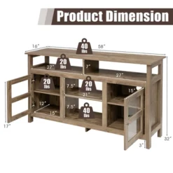 Costway 58'' TV Stand Entertainment Console Center W/ 2 Cabinets Up To 65'' GreyBlackWalnut -Furniture Haven Shop GUEST cdc46a04 0e74 4780 b418 41144af9d12b