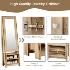 Costway Jewelry Cabinet Large Full Length Armoire 2-in-1 Stand Mirror Organizer -Furniture Haven Shop GUEST ce76ac87 69af 4f1d 8935 8080471617b1