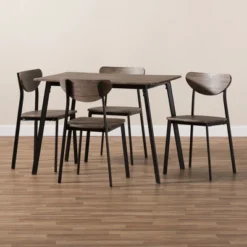 5pc Ornette Mid Century Modern Matte Frame Dining Set Light Brown - Baxton Studio 10 5pc Ornette Mid Century Modern Matte Frame Dining Set Light Brown - Baxton Studio -Furniture Haven Shop GUEST ce7c1975 a157 494e 88f3 b086ad7574fc