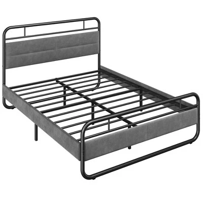 Yaheetech Metal Platform Bed Frame With Velvet Upholstered Headboard 7 Yaheetech Metal Platform Bed Frame With Velvet Upholstered Headboard - Image 7