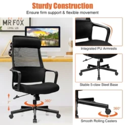Costway Adjustable Mesh Office Task Chair Heating Lumbar Support Headrest GreyBlack 17 Costway Adjustable Mesh Office Task Chair Heating Lumbar Support Headrest GreyBlack -Furniture Haven Shop GUEST ceeb0ac3 36c9 4b56 8b58 79a8141ebb24