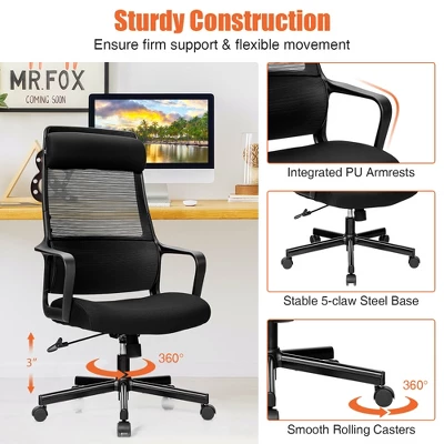 Costway Adjustable Mesh Office Task Chair Heating Lumbar Support Headrest GreyBlack 7 Costway Adjustable Mesh Office Task Chair Heating Lumbar Support Headrest GreyBlack - Image 7