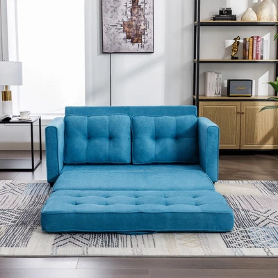 59.4" Upholstered Loveseat Sofa Couch, Pull-Out Sofa Bed With Side Pocket-ModernLuxe 1 59.4" Upholstered Loveseat Sofa Couch, Pull-Out Sofa Bed With Side Pocket-ModernLuxe