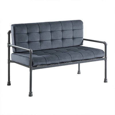 51" Brantley Sandy Gray Finish Loveseat Gray Velvet - Acme Furniture 2 51" Brantley Sandy Gray Finish Loveseat Gray Velvet - Acme Furniture - Image 2