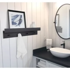 36" X 7.5" X 4.5" Levie Wood Wall Shelf Ledge With Knobs - Kate & Laurel All Things Decor -Furniture Haven Shop GUEST d26ea61c bcf2 4cc7 9d49 8dc7b287a363