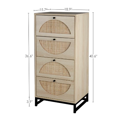 Arina Farmhouse Natural Rattan Vertical 4 With Deep Drawers Dresser-The Pop Maison 4 Arina Farmhouse Natural Rattan Vertical 4 With Deep Drawers Dresser-The Pop Maison - Image 4