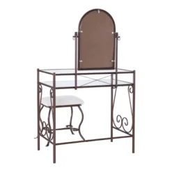 Clarisse Metal Vanity Set Brown - Linon -Furniture Haven Shop GUEST d2ff732f 2ff9 4213 946d 1eb758a4e6bc