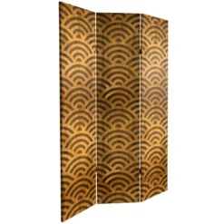 6" Double Sided Japanese Wood Pattern Canvas Room Divider Brown - Oriental Furniture -Furniture Haven Shop GUEST d3152a38 0692 44fb 92ce 7909073a0f34