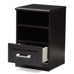Odelia Modern And Contemporary Finished 1 Drawer Nightstand Dark Brown - Baxton Studio