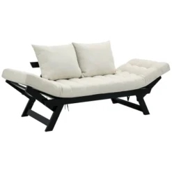 HOMCOM Single Person 3 Position Convertible Chaise Lounger Sofa Bed With 2 Large Pillows And Oak Frame 16 HOMCOM Single Person 3 Position Convertible Chaise Lounger Sofa Bed With 2 Large Pillows And Oak Frame -Furniture Haven Shop GUEST d4a8613a 56fe 4c56 b6e5 556cd73bad10