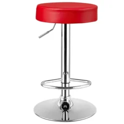 Costway 1 PC Round Bar Stool Adjustable Swivel Pub Chair U Leather With Footrest White Black Red 21 Costway 1 PC Round Bar Stool Adjustable Swivel Pub Chair U Leather With Footrest White Black Red -Furniture Haven Shop GUEST d4b0984f c643 474f 9d41 3e3125abdcc8