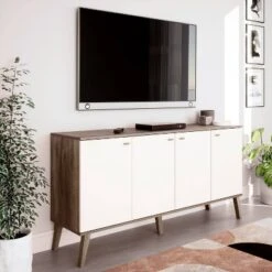 Milo Mid-Century Modern 4 Door Buffet Server - Prepac -Furniture Haven Shop GUEST d5410eb1 502d 414e 854f 7e4acb8c5dea