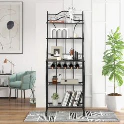 Costway 5-Tier Metal Kitchen Bakers Rack Microwave Storage Rack Oven Stand With Wine Organizer 14 Costway 5-Tier Metal Kitchen Bakers Rack Microwave Storage Rack Oven Stand With Wine Organizer -Furniture Haven Shop GUEST d5817f16 ff85 43c3 ab17 cc5f789a08cd