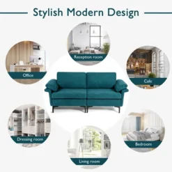 Costway Modern Loveseat Fabric 2-Seat Sofa Couch For Small Space W/ Metal Legs BlueRust Red 17 Costway Modern Loveseat Fabric 2-Seat Sofa Couch For Small Space W/ Metal Legs BlueRust Red -Furniture Haven Shop GUEST d73935a6 3077 4d51 90c3 b1158e3b2987