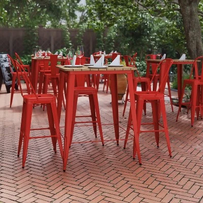 Flash Furniture Declan Commercial Indoor/Outdoor Bar Top Table, 31.5" Square All Weather Poly Resin Top With Steel Base 1 Flash Furniture Declan Commercial Indoor/Outdoor Bar Top Table, 31.5" Square All Weather Poly Resin Top With Steel Base