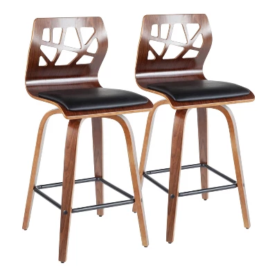 Set Of 2 Folia Mid-Century Modern Counter Height Barstools - LumiSource 9 Set Of 2 Folia Mid-Century Modern Counter Height Barstools - LumiSource - Image 9