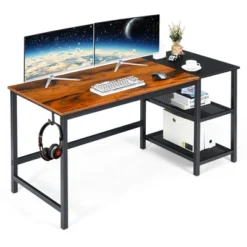 Costway 59'' Home Office Computer Desk Study Laptop Table Detachable Shelf Rustic -Furniture Haven Shop GUEST d7acda30 b499 4e20 9f53 48f9e6512a90