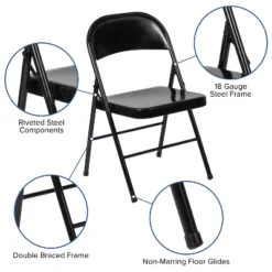 Emma And Oliver 4 Pack Double Braced Commercial Party Events Steel Metal Folding Chair 13 Emma And Oliver 4 Pack Double Braced Commercial Party Events Steel Metal Folding Chair -Furniture Haven Shop GUEST d826f8d6 d307 4078 9a3e dbbbae6492b5