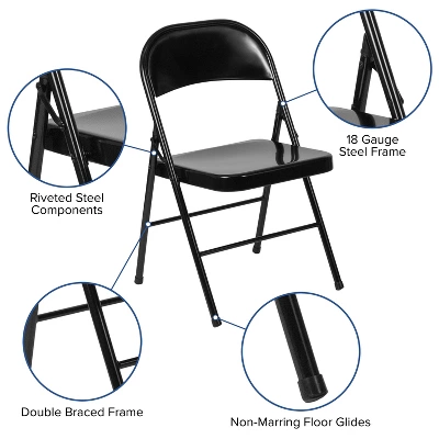 Emma And Oliver 4 Pack Double Braced Commercial Party Events Steel Metal Folding Chair 3 Emma And Oliver 4 Pack Double Braced Commercial Party Events Steel Metal Folding Chair - Image 3