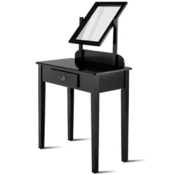 Costway Makeup Desk Vanity Dressing Table Square Stool 1 Large Black -Furniture Haven Shop GUEST d9636989 c4d3 4b4b 8f1b b97690eec42f
