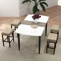 Costway Set Of 2 Bar Stools Counter Height Saddle Kitchen Chairs With Wooden Legs -Furniture Haven Shop GUEST da88ff9c 6bda 494f 8a0a d39ad0e3f69f