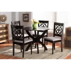 5pc Tonia Fabric Upholstered And Wood Dining Set Gray/Brown - Baxton Studio 12 5pc Tonia Fabric Upholstered And Wood Dining Set Gray/Brown - Baxton Studio -Furniture Haven Shop GUEST da8ec4f8 4a1b 4513 a216 73e3a0a6bcfe