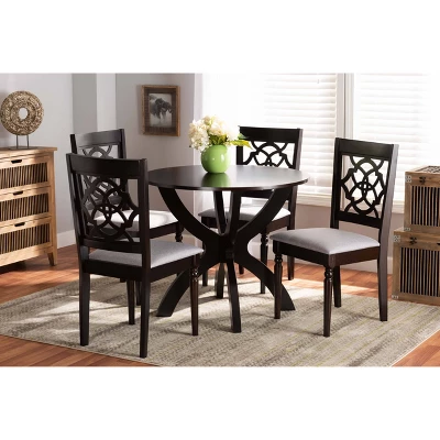 5pc Tonia Fabric Upholstered And Wood Dining Set Gray/Brown - Baxton Studio 6 5pc Tonia Fabric Upholstered And Wood Dining Set Gray/Brown - Baxton Studio - Image 6