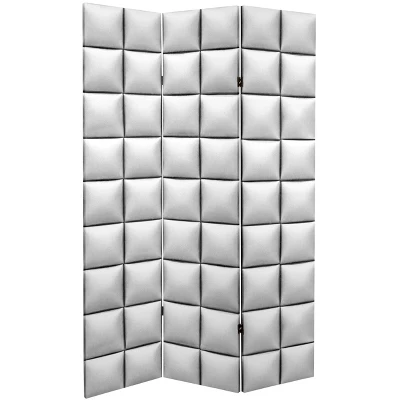 6" Double Sided Glam Leather Print Canvas Room Divider Black - Oriental Furniture 2 6" Double Sided Glam Leather Print Canvas Room Divider Black - Oriental Furniture - Image 2